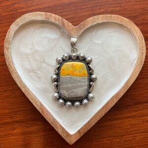 STONE Bumblebee Jasper Pendant with 925 Sterling Silver Setting, NWOT